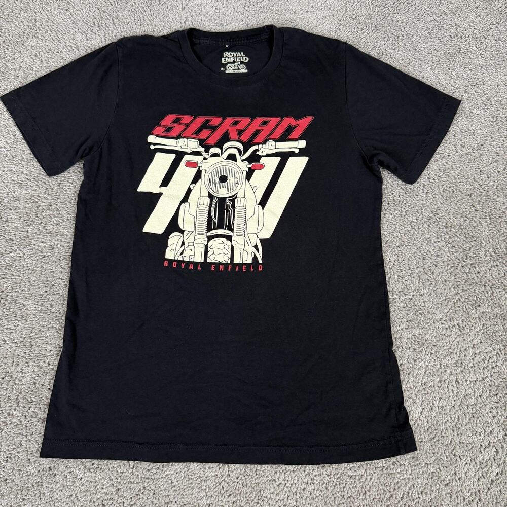 Royal Enfield Scram 411 Shirt Mens Medium Black Crew Motorcycle Graphic Tee
